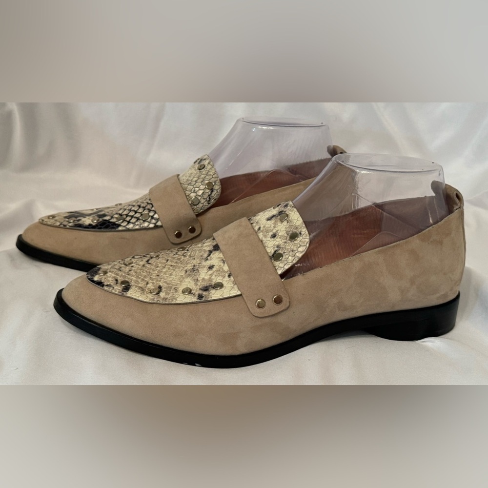 Joie Women’s Taron Tan Suede and Snake Print Combo Loafer Size 8.5 / 38.5 - Picture 8 of 14